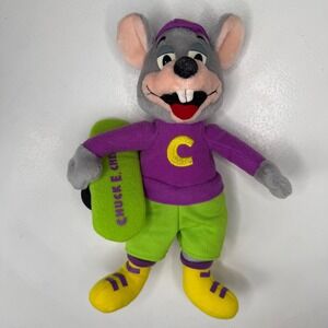 Chuck E Cheese Plush Figure Skateboard 2000 Vtg 9" Charm Kid's Stuff Mouse